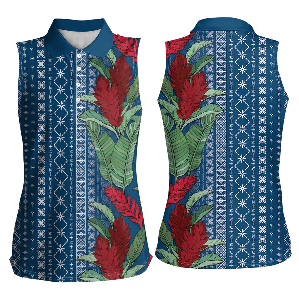 Women's Day Samoa Malu Tattoo Inspired Mix Teuila Women Sleeveless Polo Shirt Royal Blue