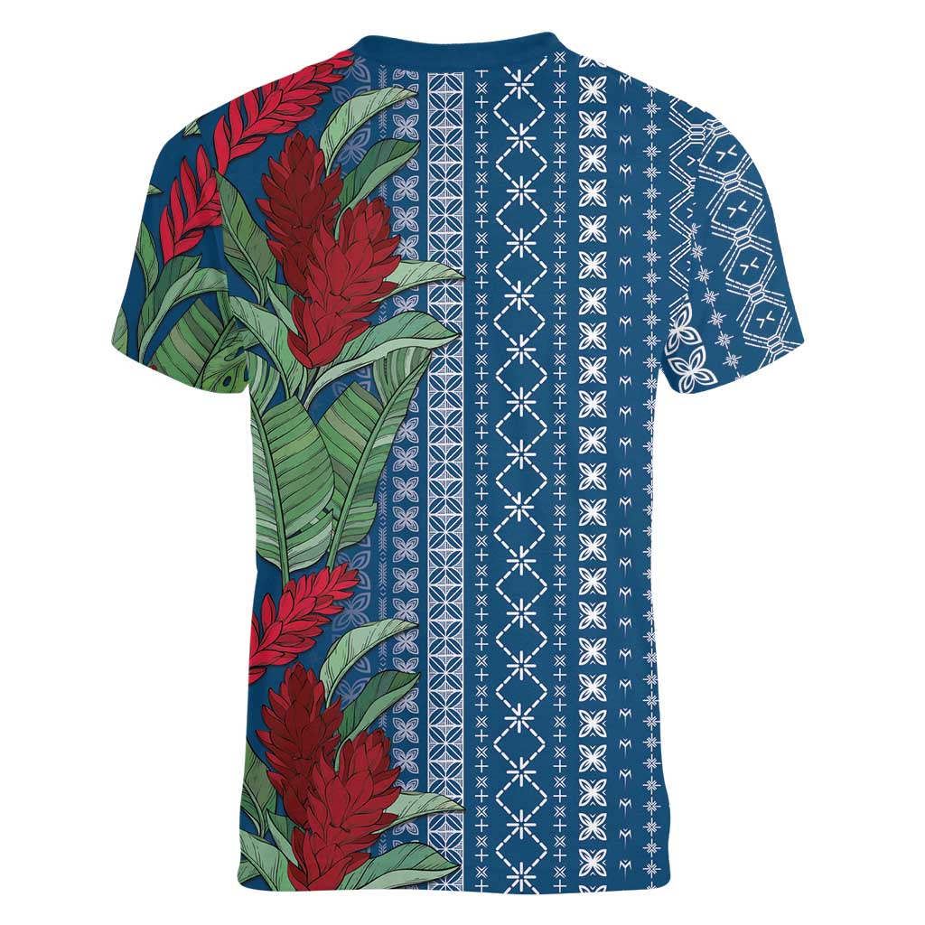 Women's Day Samoa Malu Tattoo Inspired Mix Teuila Women V-Neck T-Shirt Royal Blue