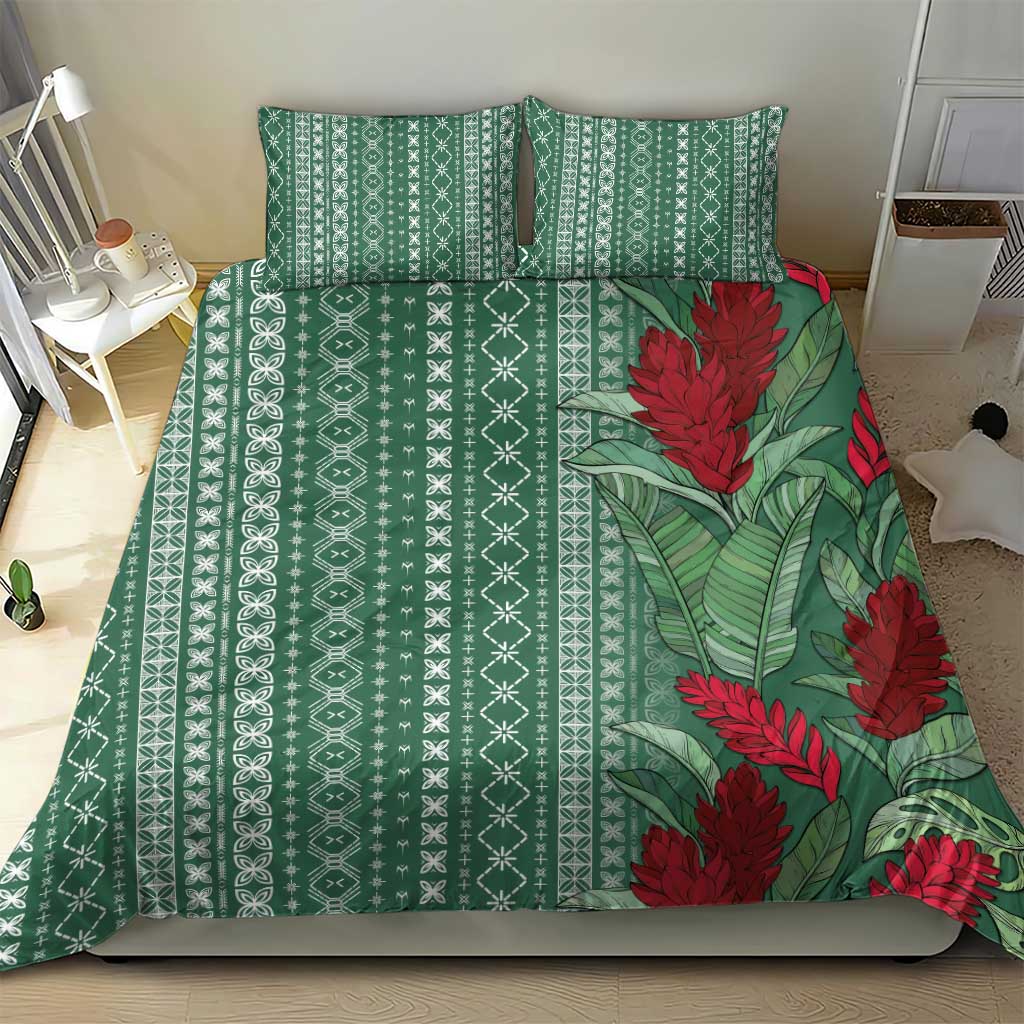 Women's Day Samoa Malu Tattoo Inspired Mix Teuila Bedding Set Sage Green