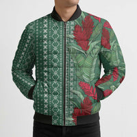 Women's Day Samoa Malu Tattoo Inspired Mix Teuila Bomber Puffer Jacket Sage Green