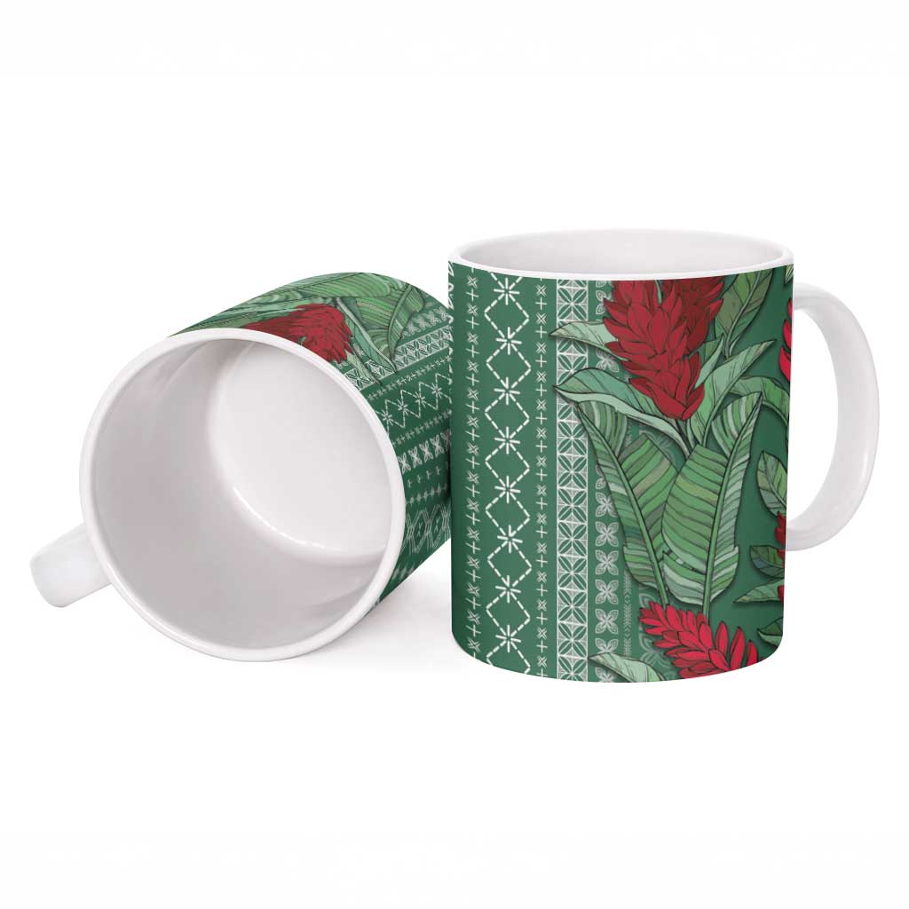 Women's Day Samoa Malu Tattoo Inspired Mix Teuila Ceramic Mug Sage Green