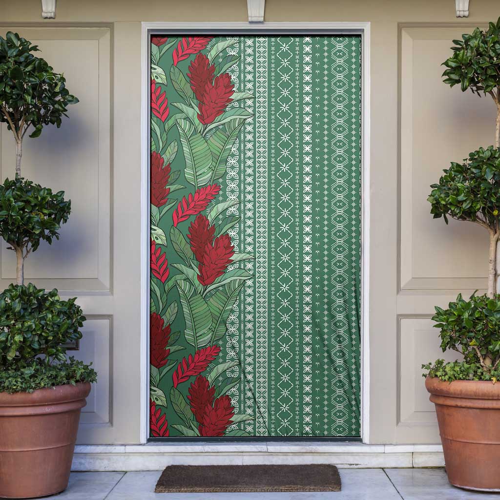 Women's Day Samoa Malu Tattoo Inspired Mix Teuila Door Cover Sage Green