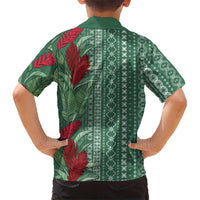 Women's Day Samoa Malu Tattoo Inspired Mix Teuila Family Matching Off Shoulder Maxi Dress and Hawaiian Shirt Sage Green LT7 - Polynesian Pride