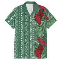 Women's Day Samoa Malu Tattoo Inspired Mix Teuila Family Matching Off Shoulder Maxi Dress and Hawaiian Shirt Sage Green LT7 Dad's Shirt - Short Sleeve Sage Green - Polynesian Pride