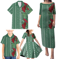 Women's Day Samoa Malu Tattoo Inspired Mix Teuila Family Matching Puletasi and Hawaiian Shirt Sage Green LT7 - Polynesian Pride