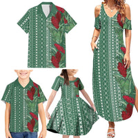 Women's Day Samoa Malu Tattoo Inspired Mix Teuila Family Matching Summer Maxi Dress and Hawaiian Shirt Sage Green LT7 - Polynesian Pride