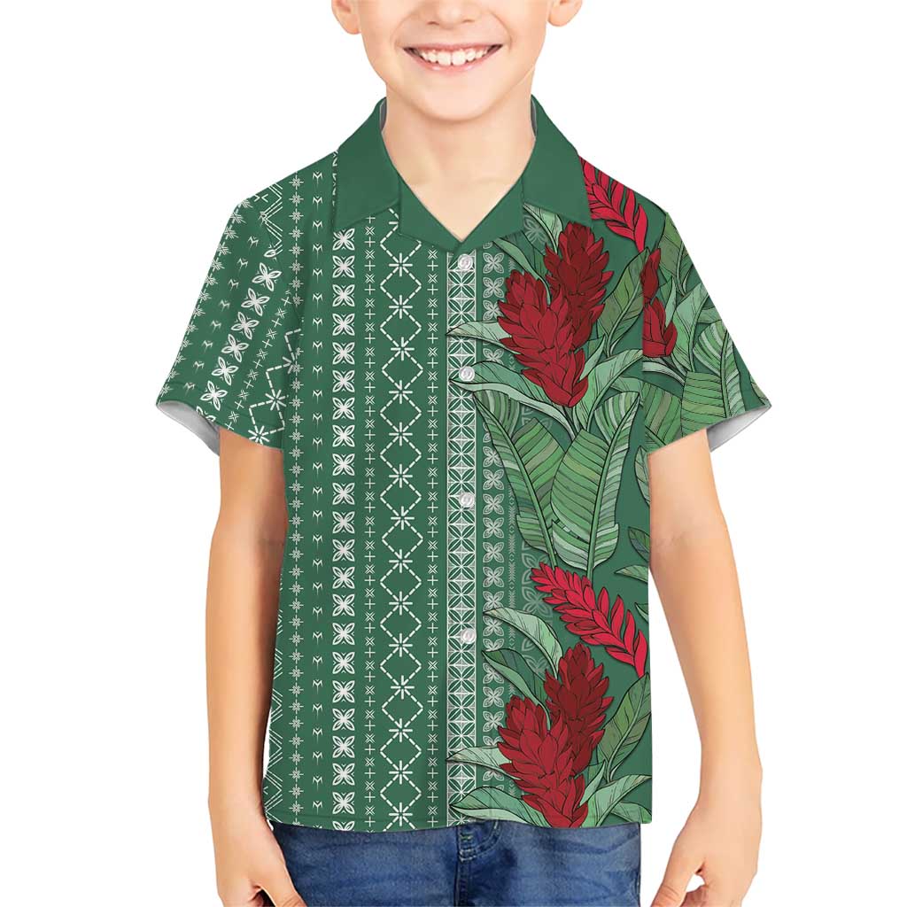 Women's Day Samoa Malu Tattoo Inspired Mix Teuila Family Matching Summer Maxi Dress and Hawaiian Shirt Sage Green LT7 Son's Shirt Sage Green - Polynesian Pride