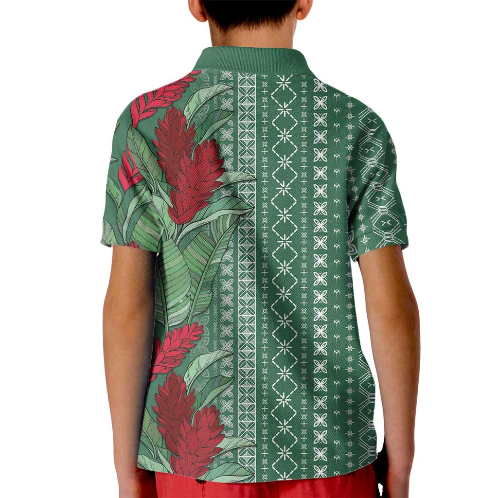 Women's Day Samoa Malu Tattoo Inspired Mix Teuila Kid Polo Shirt Sage Green