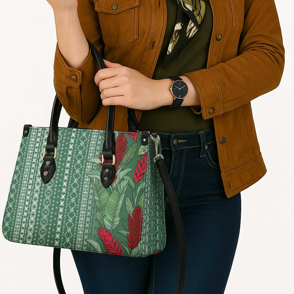 Women's Day Samoa Malu Tattoo Inspired Mix Teuila Leather Bag Sage Green