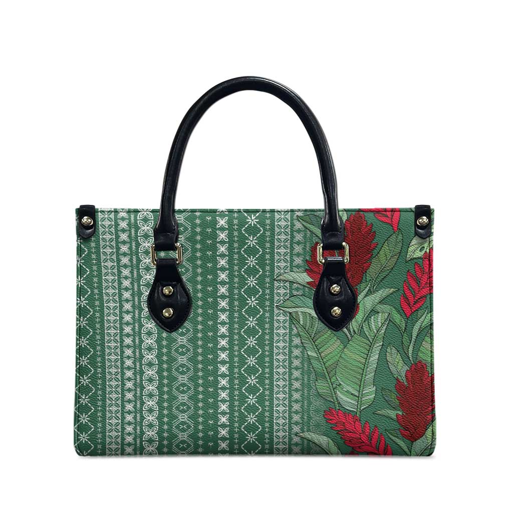 Women's Day Samoa Malu Tattoo Inspired Mix Teuila Leather Bag Sage Green
