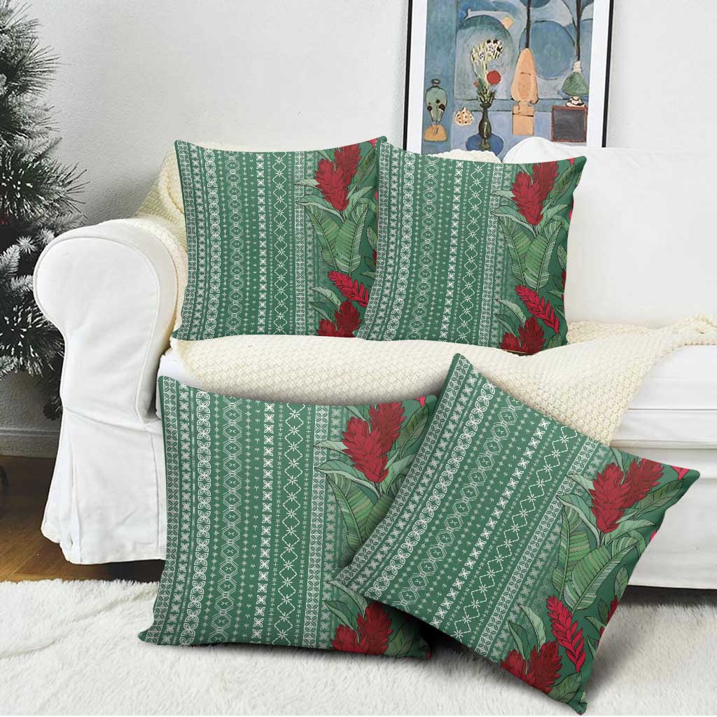 Women's Day Samoa Malu Tattoo Inspired Mix Teuila Pillow Cover Sage Green