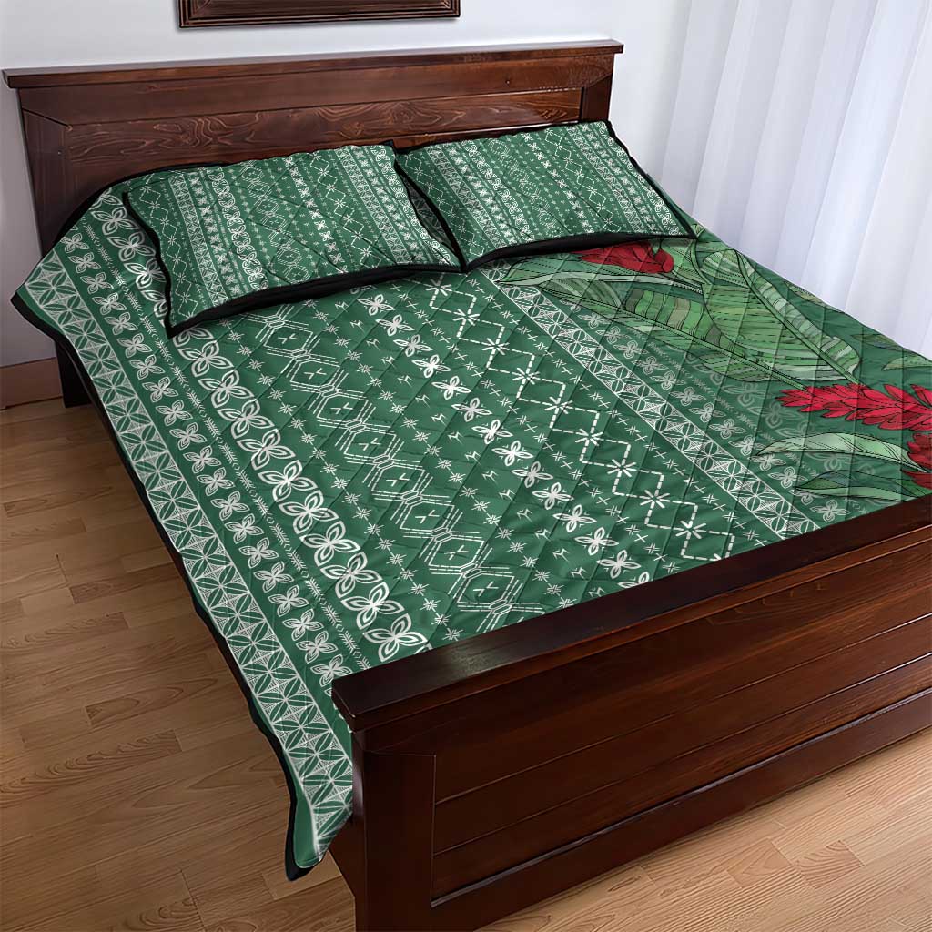 Women's Day Samoa Malu Tattoo Inspired Mix Teuila Quilt Bed Set Sage Green