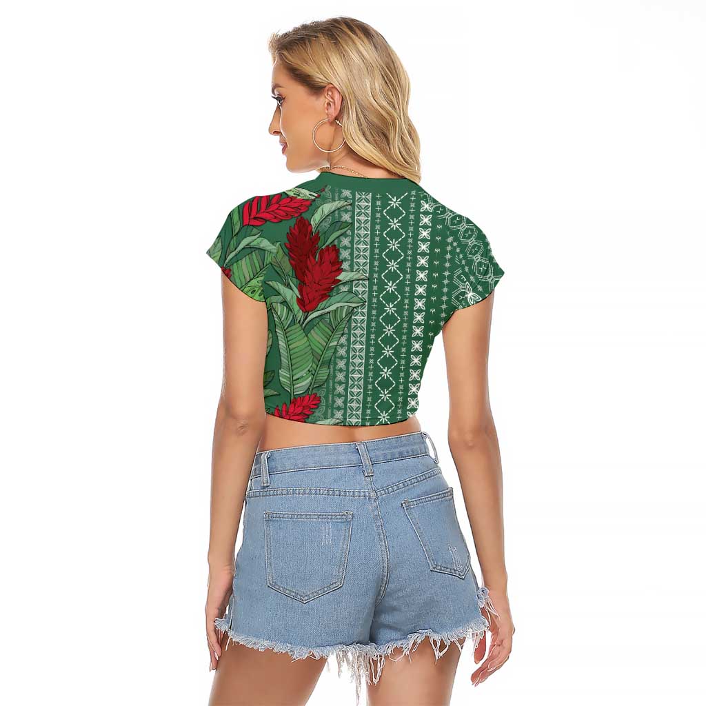 Women's Day Samoa Malu Tattoo Inspired Mix Teuila Raglan Cropped T Shirt Sage Green