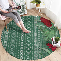 Women's Day Samoa Malu Tattoo Inspired Mix Teuila Round Carpet Sage Green