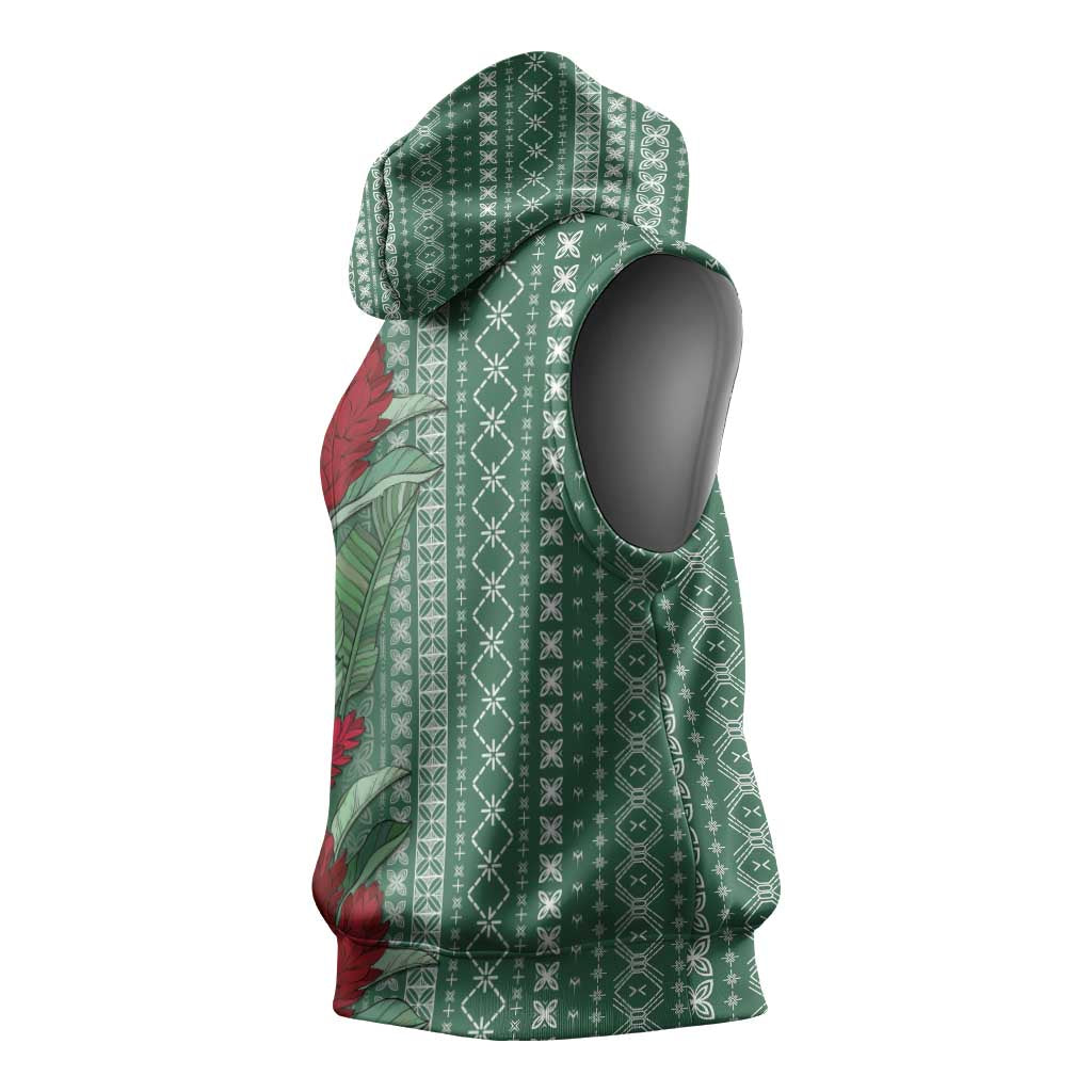 Women's Day Samoa Malu Tattoo Inspired Mix Teuila Sleeveless Hoodie Sage Green