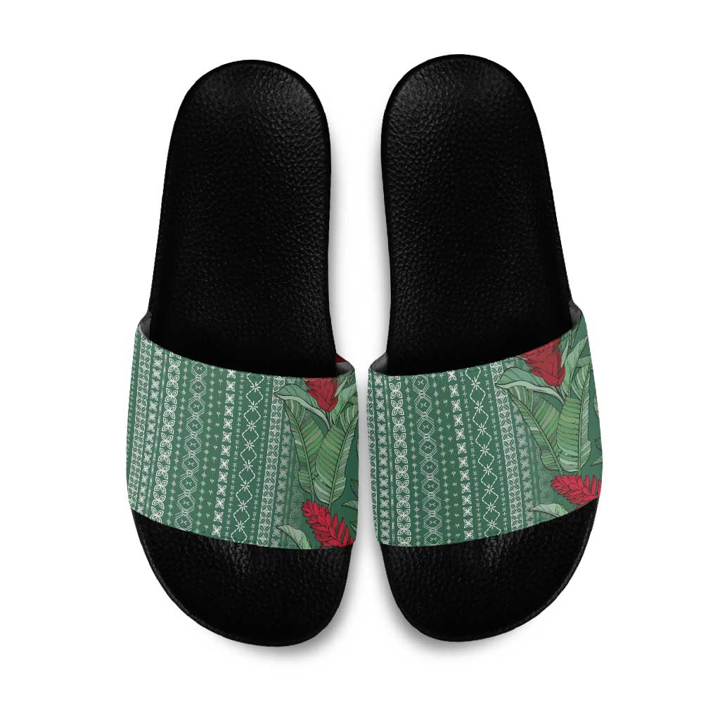 Women's Day Samoa Malu Tattoo Inspired Mix Teuila Slide Sandals Sage Green