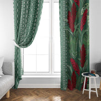 Women's Day Samoa Malu Tattoo Inspired Mix Teuila Window Curtain Sage Green