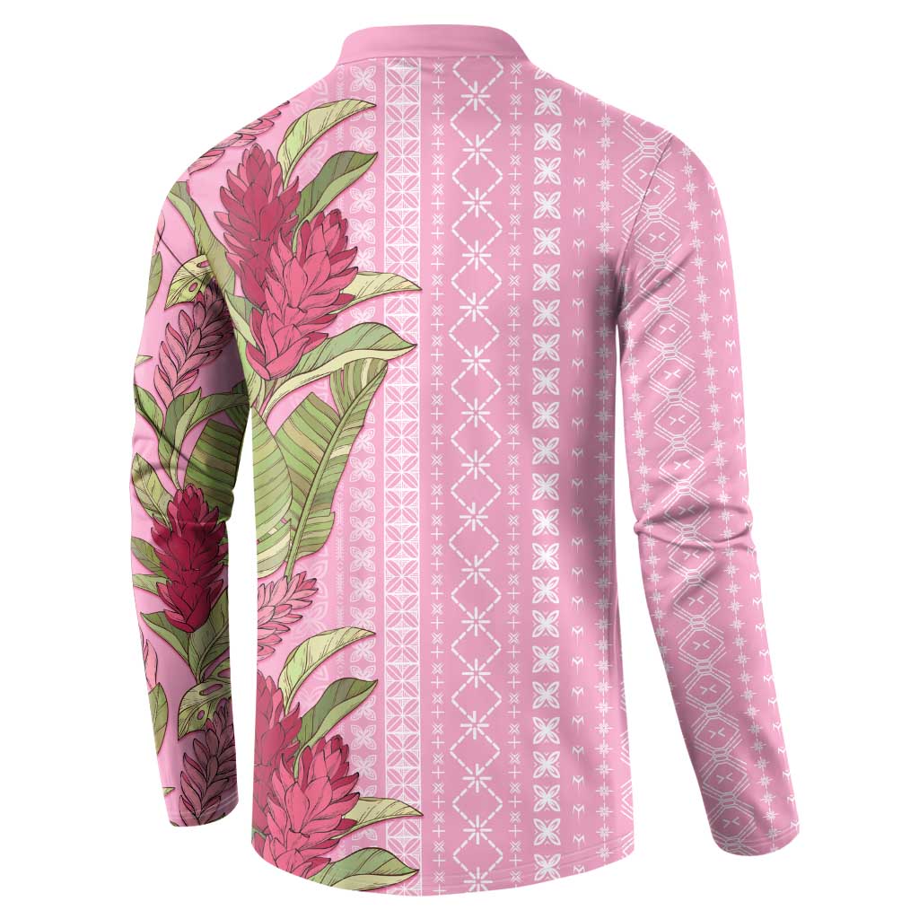 Women's Day Samoa Malu Tattoo Inspired Mix Teuila Button Sweatshirt Rose Pink