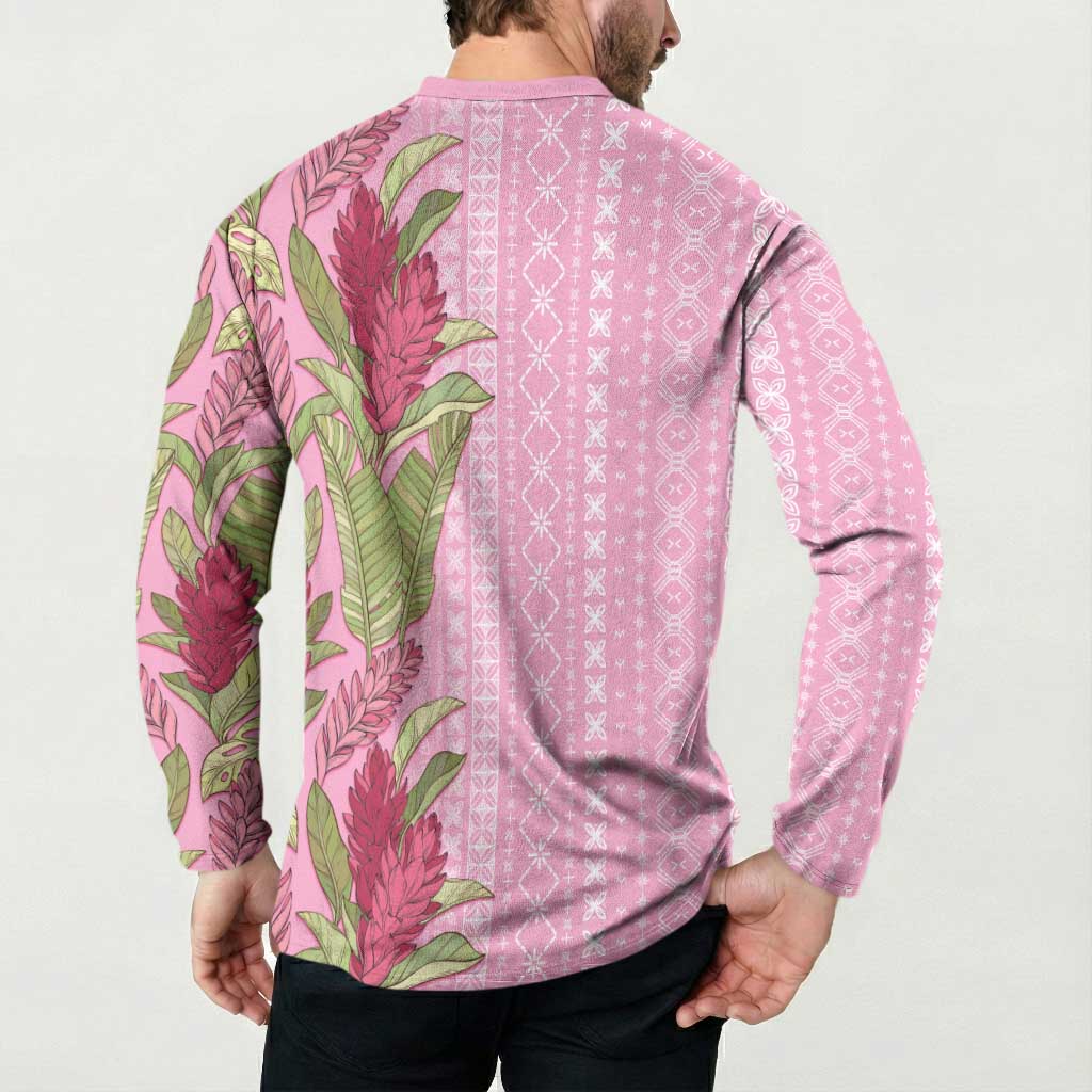 Women's Day Samoa Malu Tattoo Inspired Mix Teuila Button Sweatshirt Rose Pink