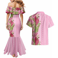 Women's Day Samoa Malu Tattoo Inspired Mix Teuila Couples Matching Mermaid Dress and Hawaiian Shirt Rose Pink