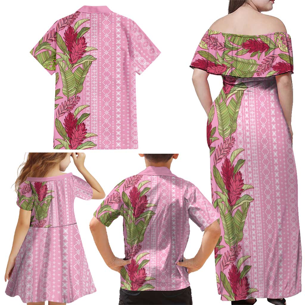 Women's Day Samoa Malu Tattoo Inspired Mix Teuila Family Matching Off Shoulder Maxi Dress and Hawaiian Shirt Rose Pink LT7 - Polynesian Pride