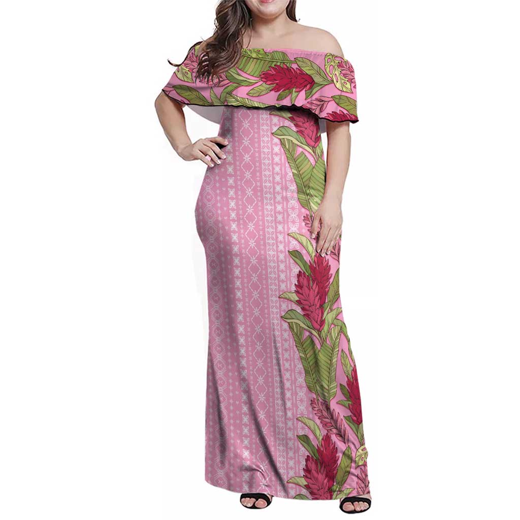 Women's Day Samoa Malu Tattoo Inspired Mix Teuila Family Matching Off Shoulder Maxi Dress and Hawaiian Shirt Rose Pink LT7 Mom's Dress Rose Pink - Polynesian Pride