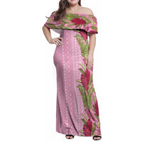 Women's Day Samoa Malu Tattoo Inspired Mix Teuila Family Matching Off Shoulder Maxi Dress and Hawaiian Shirt Rose Pink LT7 Mom's Dress Rose Pink - Polynesian Pride