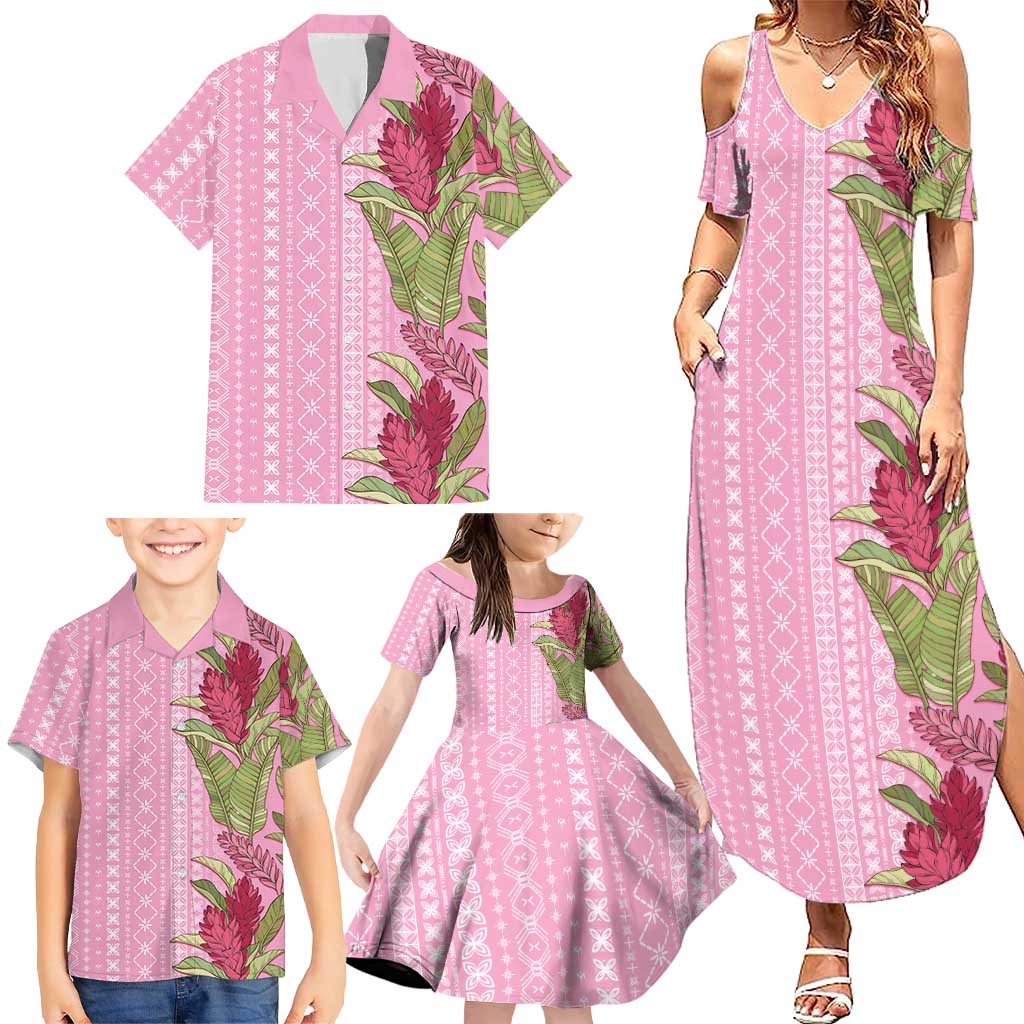 Women's Day Samoa Malu Tattoo Inspired Mix Teuila Family Matching Summer Maxi Dress and Hawaiian Shirt Rose Pink LT7 - Polynesian Pride