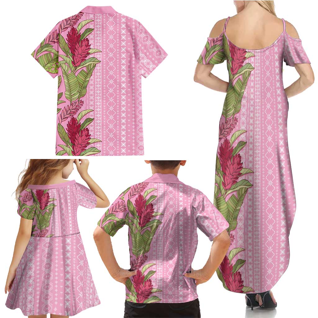 Women's Day Samoa Malu Tattoo Inspired Mix Teuila Family Matching Summer Maxi Dress and Hawaiian Shirt Rose Pink LT7 - Polynesian Pride