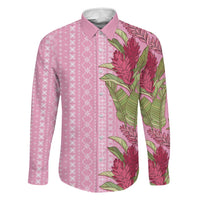 Women's Day Samoa Malu Tattoo Inspired Mix Teuila Family Matching Tank Maxi Dress and Hawaiian Shirt Rose Pink LT7 Dad's Shirt - Long Sleeve Rose Pink - Polynesian Pride