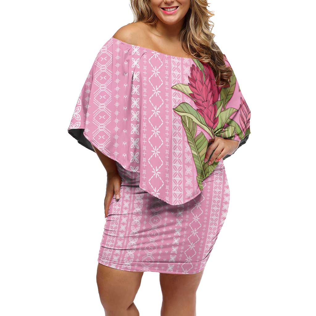 Women's Day Samoa Malu Tattoo Inspired Mix Teuila Off Shoulder Short Dress Rose Pink