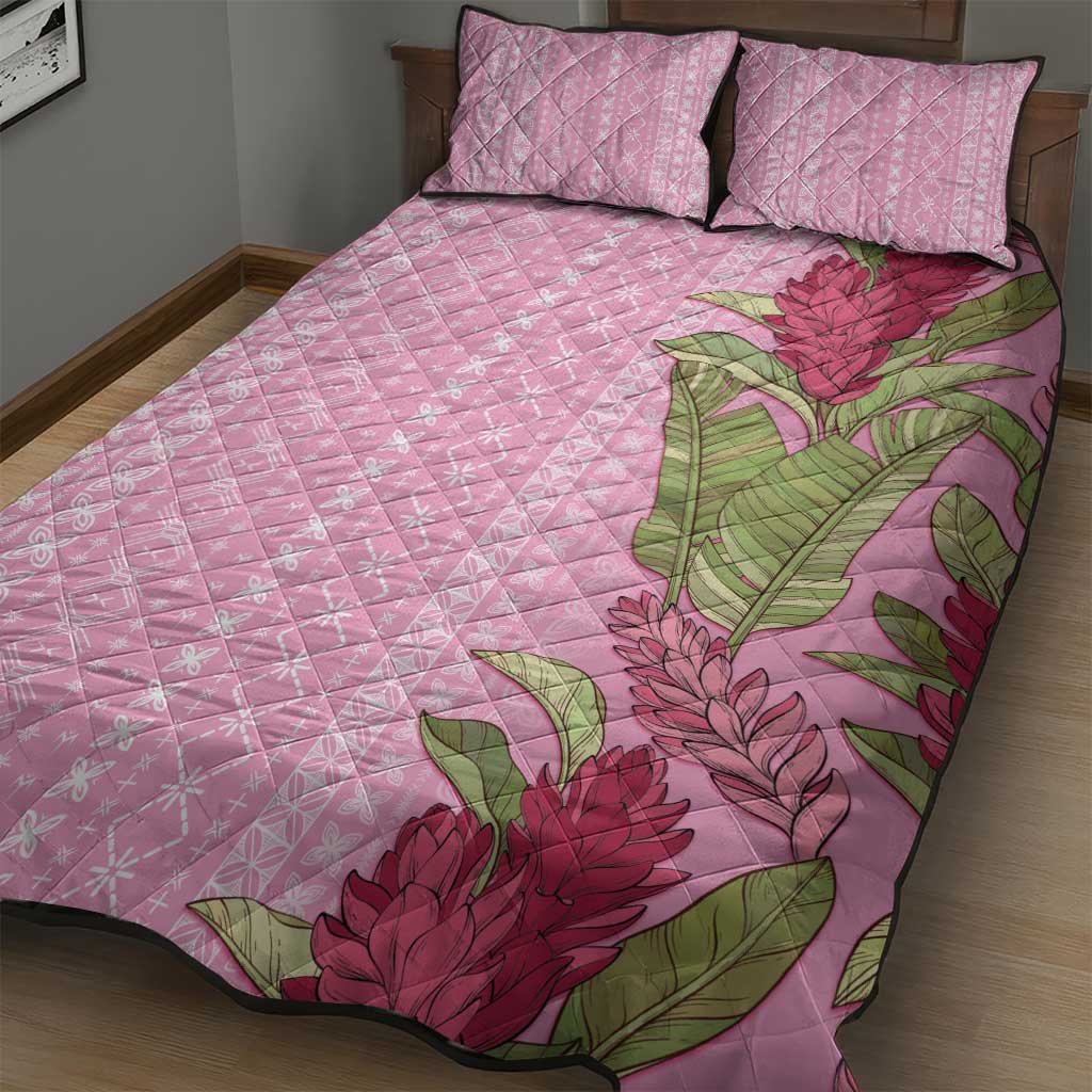 Women's Day Samoa Malu Tattoo Inspired Mix Teuila Quilt Bed Set Rose Pink
