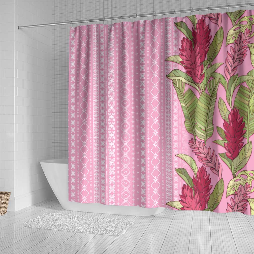 Women's Day Samoa Malu Tattoo Inspired Mix Teuila Shower Curtain Rose Pink