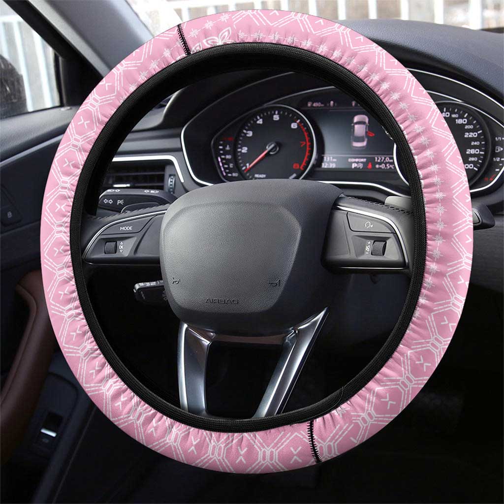 Women's Day Samoa Malu Tattoo Inspired Mix Teuila Steering Wheel Cover Rose Pink