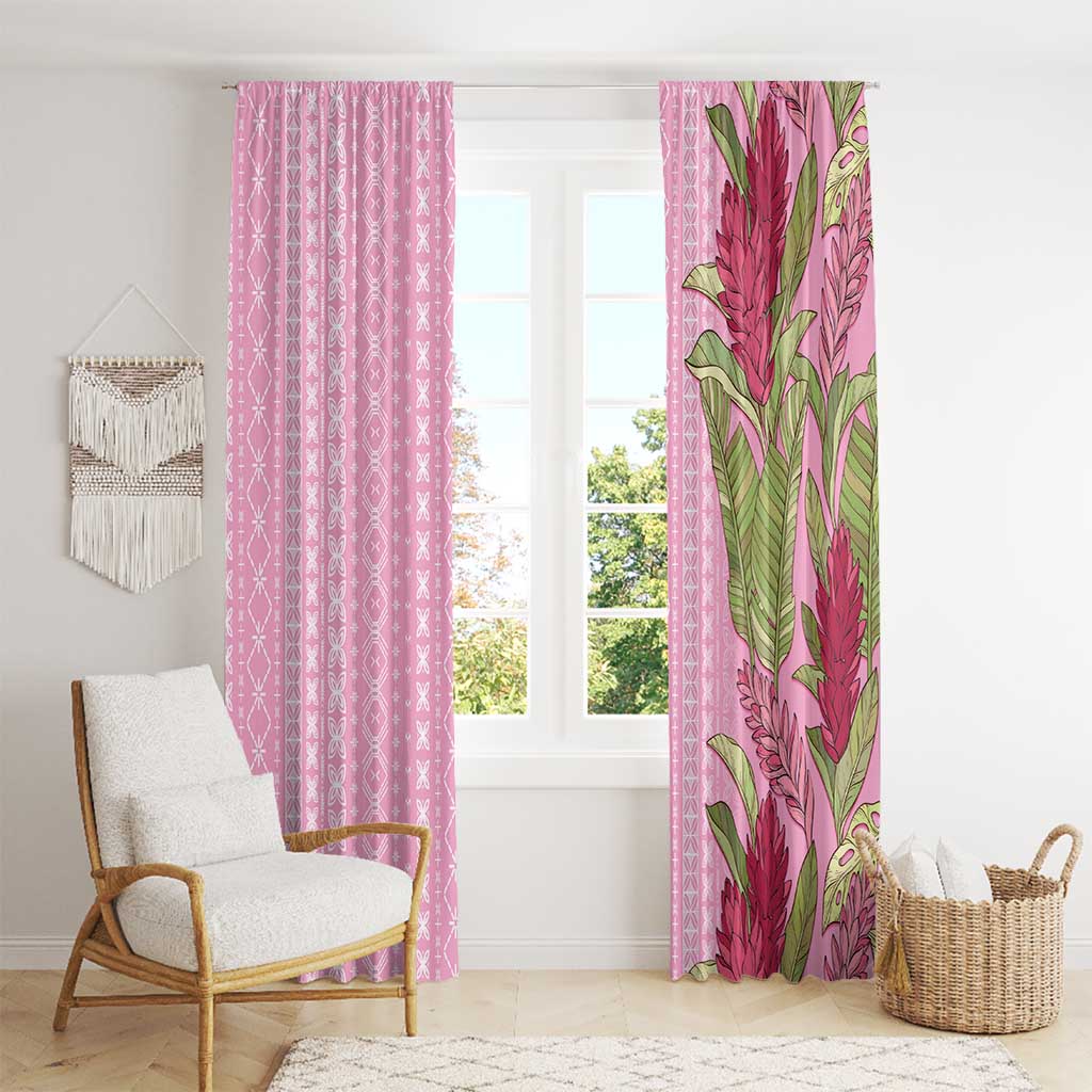 Women's Day Samoa Malu Tattoo Inspired Mix Teuila Window Curtain Rose Pink