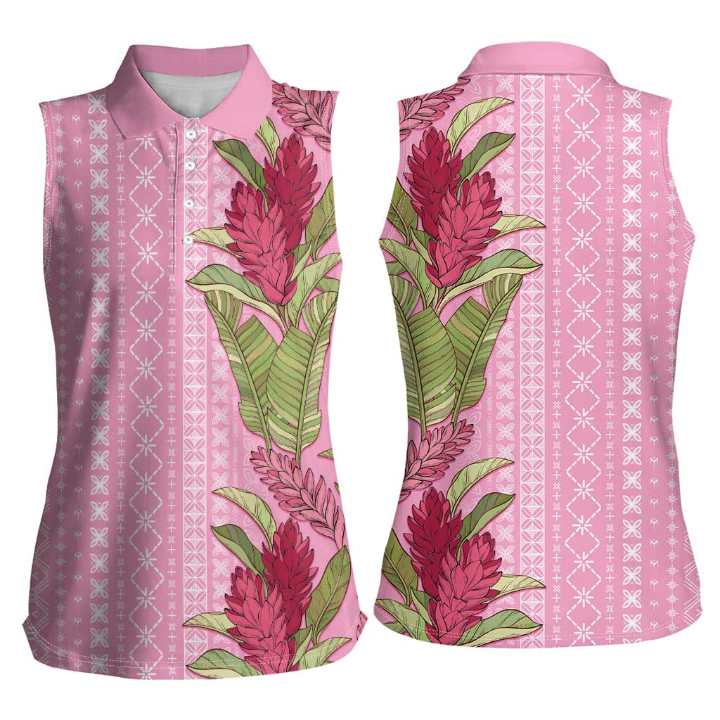 Women's Day Samoa Malu Tattoo Inspired Mix Teuila Women Sleeveless Polo Shirt Rose Pink