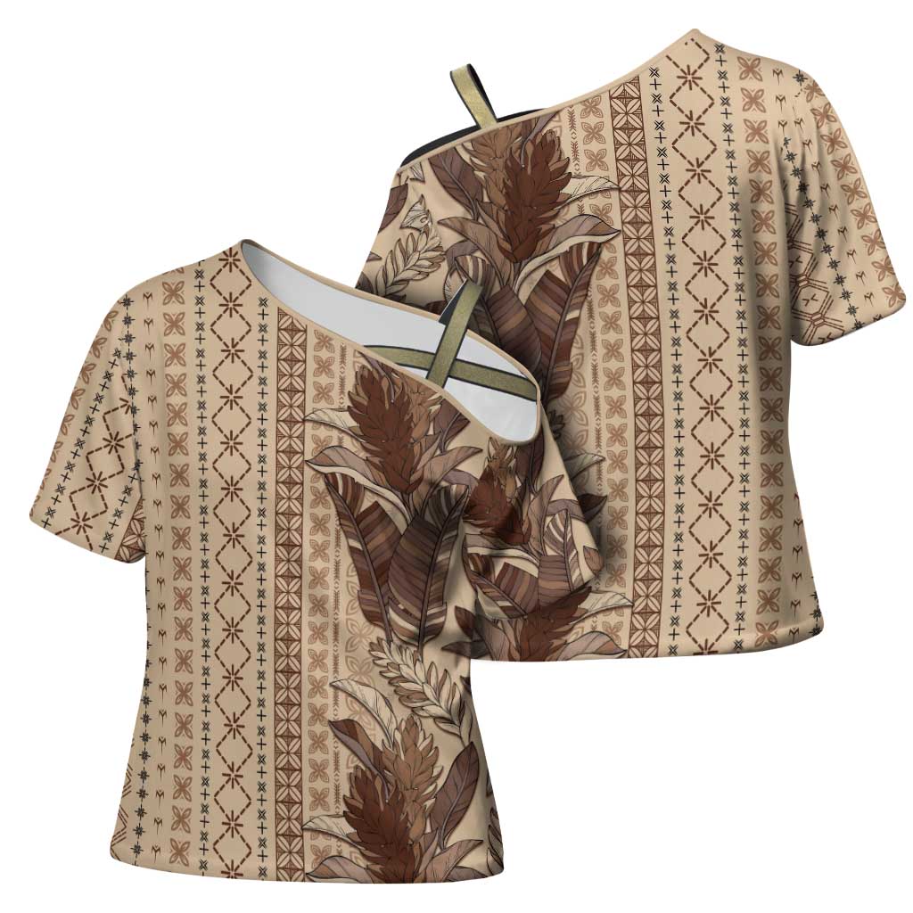 Women's Day Samoa Malu Tattoo Inspired Mix Teuila Cross Shoulder Shirt Vintage Tapa