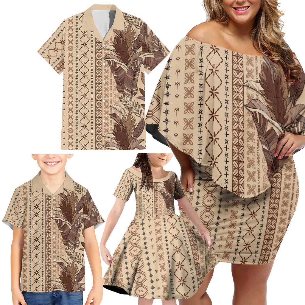 Women's Day Samoa Malu Tattoo Inspired Mix Teuila Family Matching Off Shoulder Short Dress and Hawaiian Shirt Vintage Tapa LT7 - Polynesian Pride
