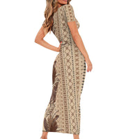 Women's Day Samoa Malu Tattoo Inspired Mix Teuila Family Matching Short Sleeve Bodycon Dress and Hawaiian Shirt Vintage Tapa LT7 - Polynesian Pride