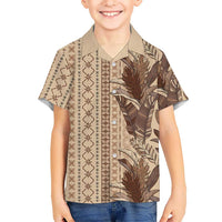 Women's Day Samoa Malu Tattoo Inspired Mix Teuila Family Matching Short Sleeve Bodycon Dress and Hawaiian Shirt Vintage Tapa LT7 Son's Shirt Beige - Polynesian Pride