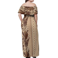 Women's Day Samoa Malu Tattoo Inspired Mix Teuila Off Shoulder Maxi Dress Vintage Tapa