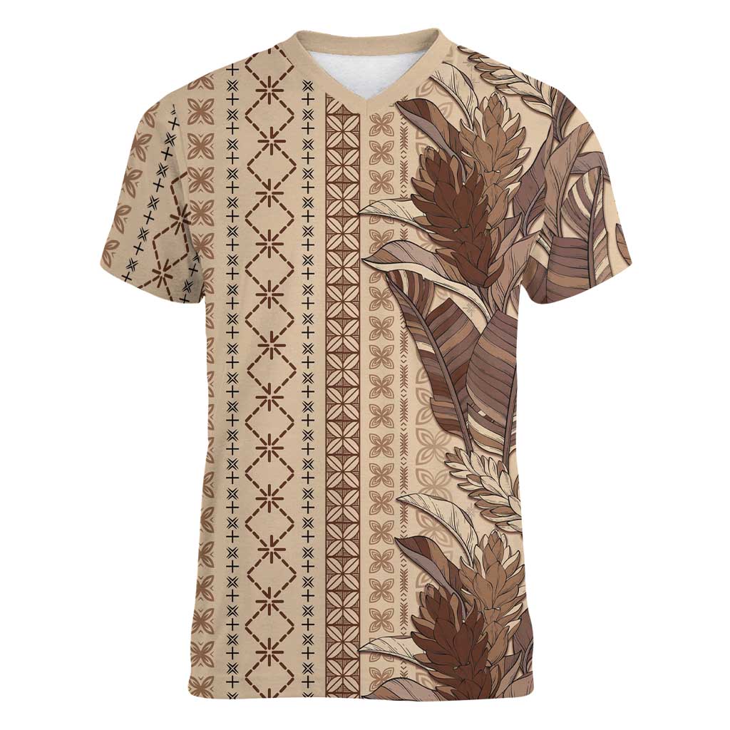 Women's Day Samoa Malu Tattoo Inspired Mix Teuila Women V-Neck T-Shirt Vintage Tapa