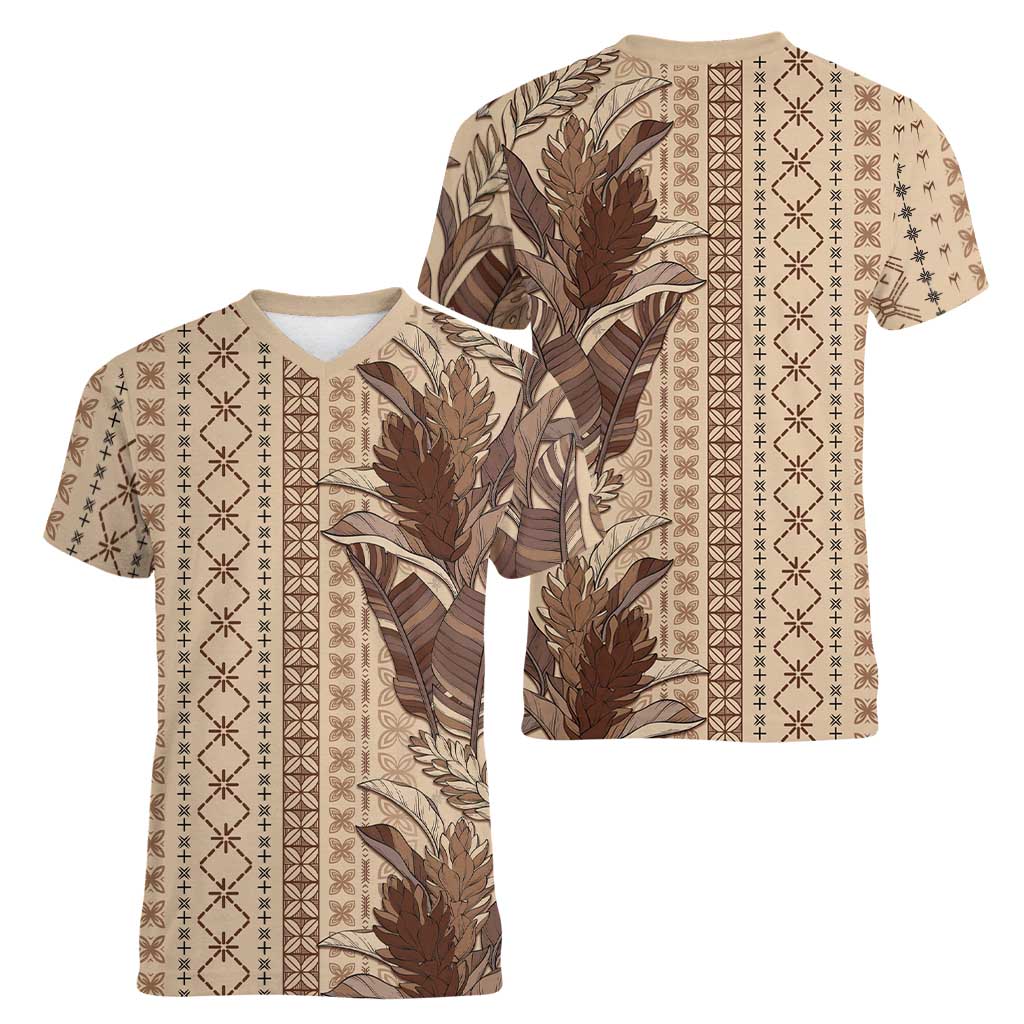 Women's Day Samoa Malu Tattoo Inspired Mix Teuila Women V-Neck T-Shirt Vintage Tapa