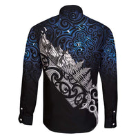 Maori Matariki Family Matching Long Sleeve Bodycon Dress and Hawaiian Shirt Landscape Styled Fern - Galaxy LT7 - Polynesian Pride