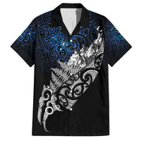 Maori Matariki Family Matching Off The Shoulder Long Sleeve Dress and Hawaiian Shirt Landscape Styled Fern - Galaxy LT7 Dad's Shirt - Short Sleeve Black - Polynesian Pride