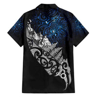 Maori Matariki Family Matching Off The Shoulder Long Sleeve Dress and Hawaiian Shirt Landscape Styled Fern - Galaxy LT7 - Polynesian Pride