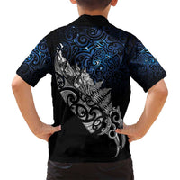 Maori Matariki Family Matching Off Shoulder Maxi Dress and Hawaiian Shirt Landscape Styled Fern - Galaxy LT7 - Polynesian Pride
