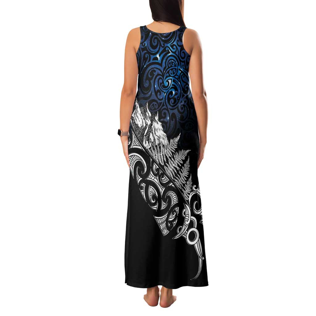 Maori Matariki Family Matching Tank Maxi Dress and Hawaiian Shirt Landscape Styled Fern - Galaxy LT7 - Polynesian Pride