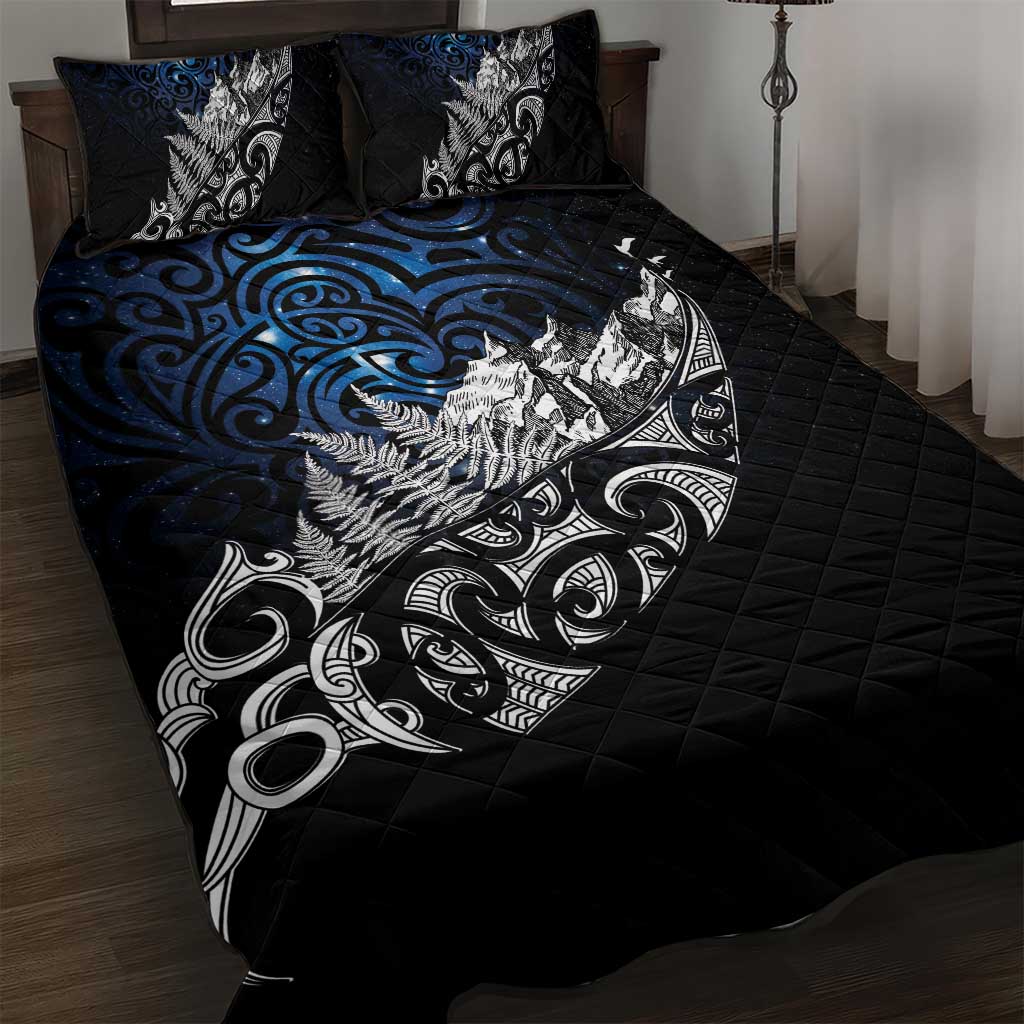 Maori Matariki Quilt Bed Set Landscape Styled Fern - Galaxy