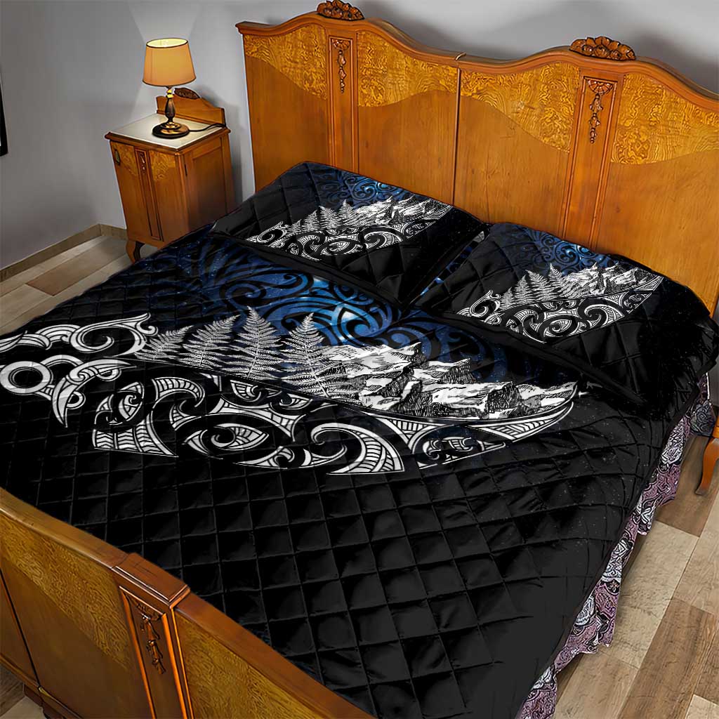 Maori Matariki Quilt Bed Set Landscape Styled Fern - Galaxy